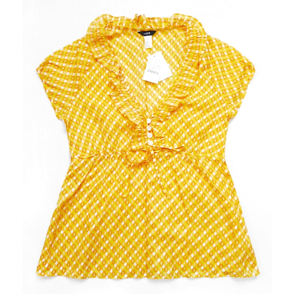 NWT J. CREW Ruffle Tie Front Silk Blend Tunic/Top/Blouse/Shirt 2